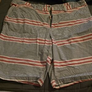 Old Navy Men's Striped Flat Front Shorts - Pink and Black